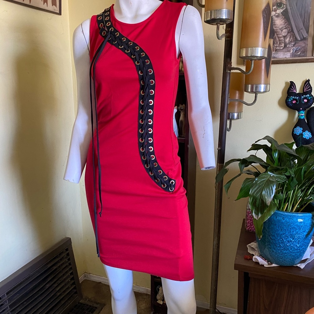 lace me up cocktail club dress bondage goth mod spy girl rockstar metal Y2K